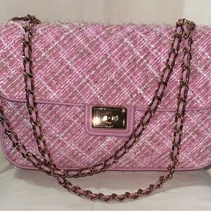 Karl Lagerfeld Pink Tweed Shoulder Bag